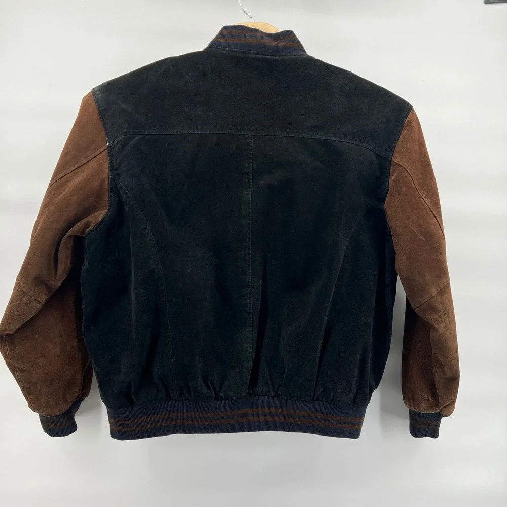 Vintage Reed Leather Sportswear Bomber Jacket XXL Distressed Varsity Brown Black